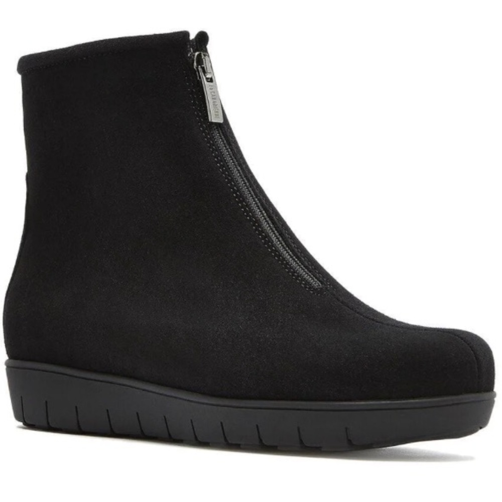 La Canadienne Barb boots platform waterproof micro suede black fleece inside 7,5